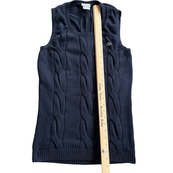 Lacoste Sweater Vest Womens 42 L Preppy Navy Knit Pullover Vest - Picture 4 of 8